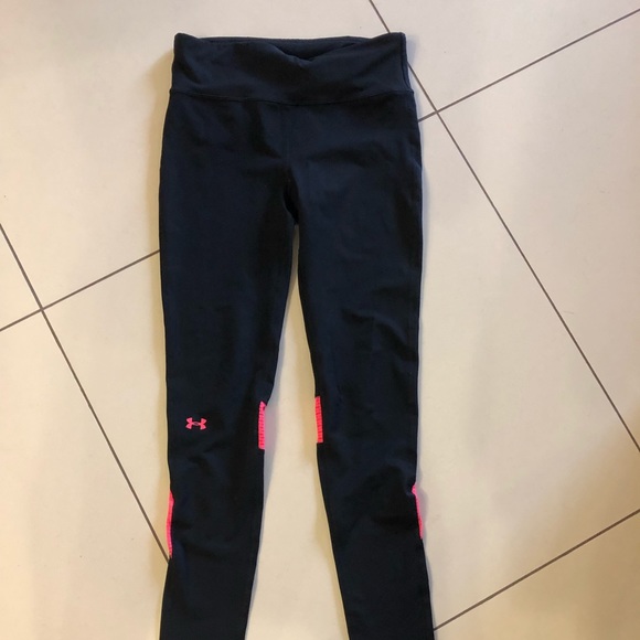 Under Armour Pants - Under Armour Black and Pink Running Tights Size S